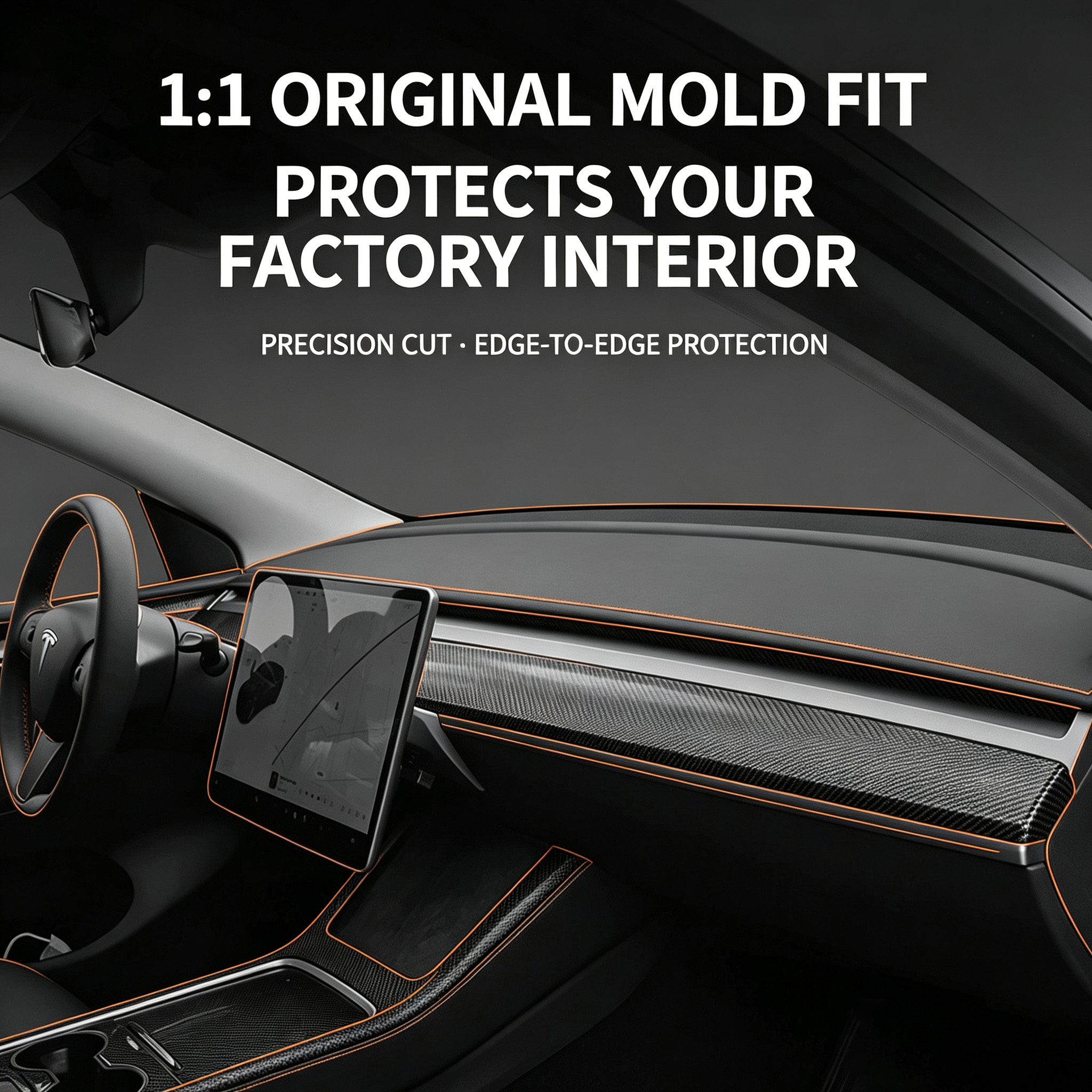 Applicable To Tesla ModelY3 Central Control Interior Trim Strip Instrument Panel Inner Door Trim Strip Refresh 3 Central Control Trim Strip