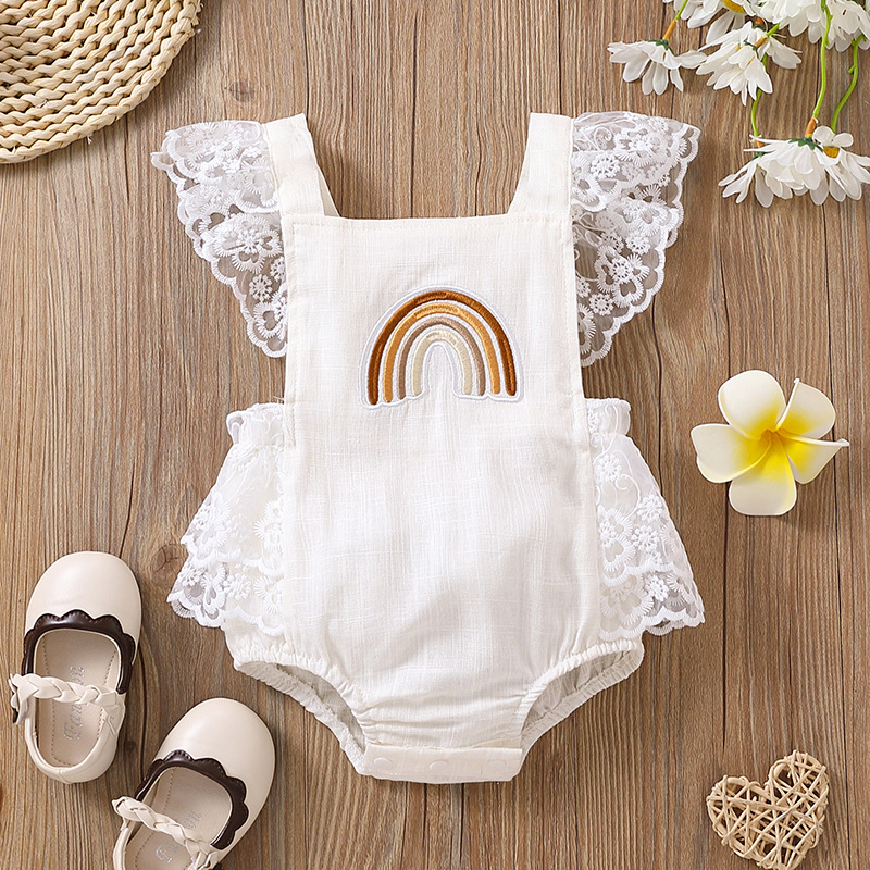Children’s Baby Rainbow Embroidered Lace Onesie