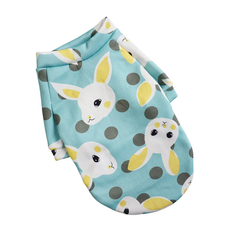 Pet Supplies Dog Fashion Thin Fleece Floral Sweater - Blue Rabbit