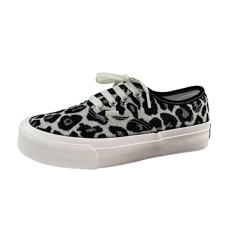 Korean Version Of Leopard Print Casual Sneakers Ins Super Hot Black And White Trendy Shoes - Leopard