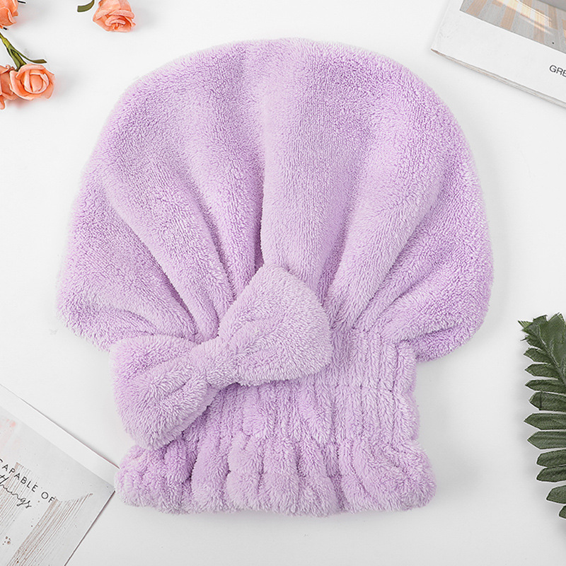 Cute Thick Solid Color Absorbent Dry Hair Cap Women Quick-drying Shower Cap
