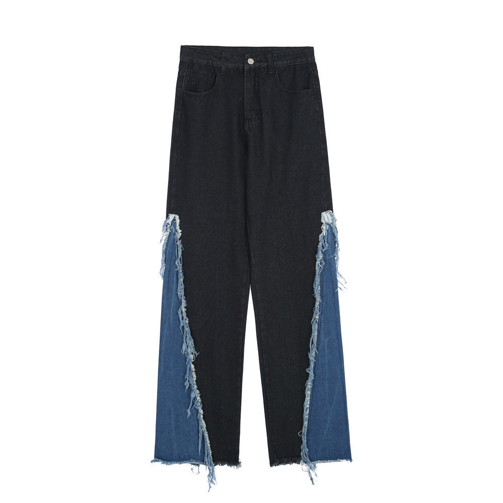 Title 2, Heren jeans met kleurcontrast en rafelige detai...