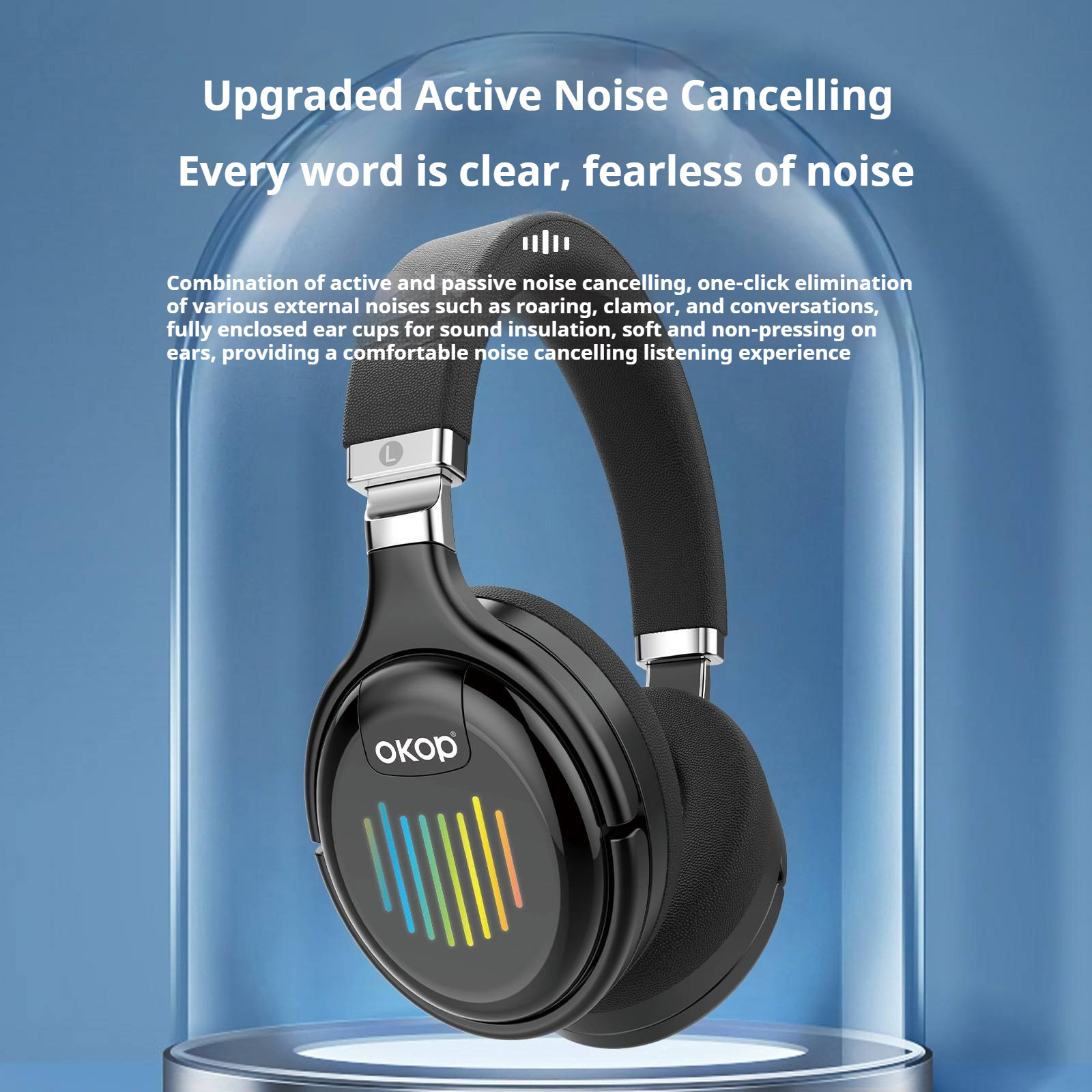 KP-H103 Best Selling In Stock Over Ear Bluetooth Headphones Foldable RGB Ambient Lighting Active Noise Cancellation Dynamic Drivers A Viral Hit