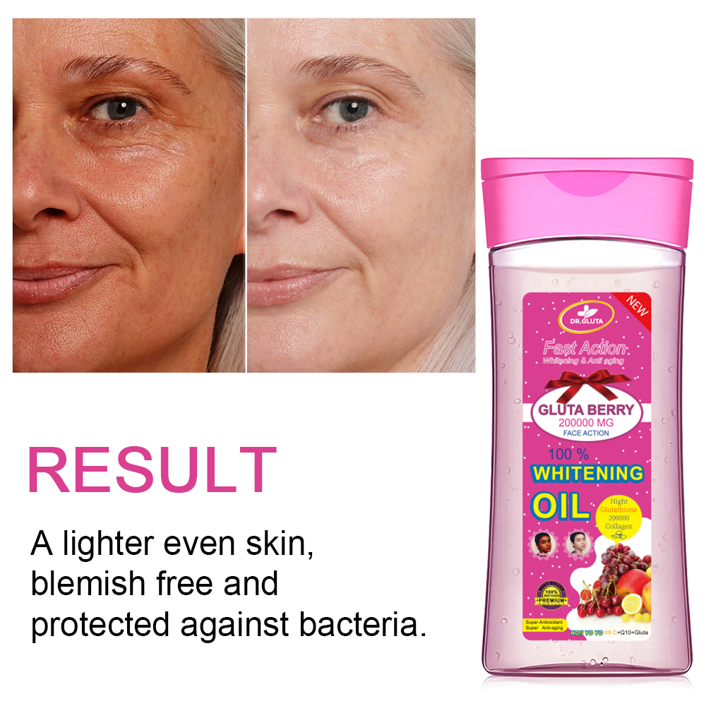 Glutathione Whitening Oil Fast Action Whitening & Anti Aging Body Oil Fruit Berry Collagen Skin Care 200ml — foto 7