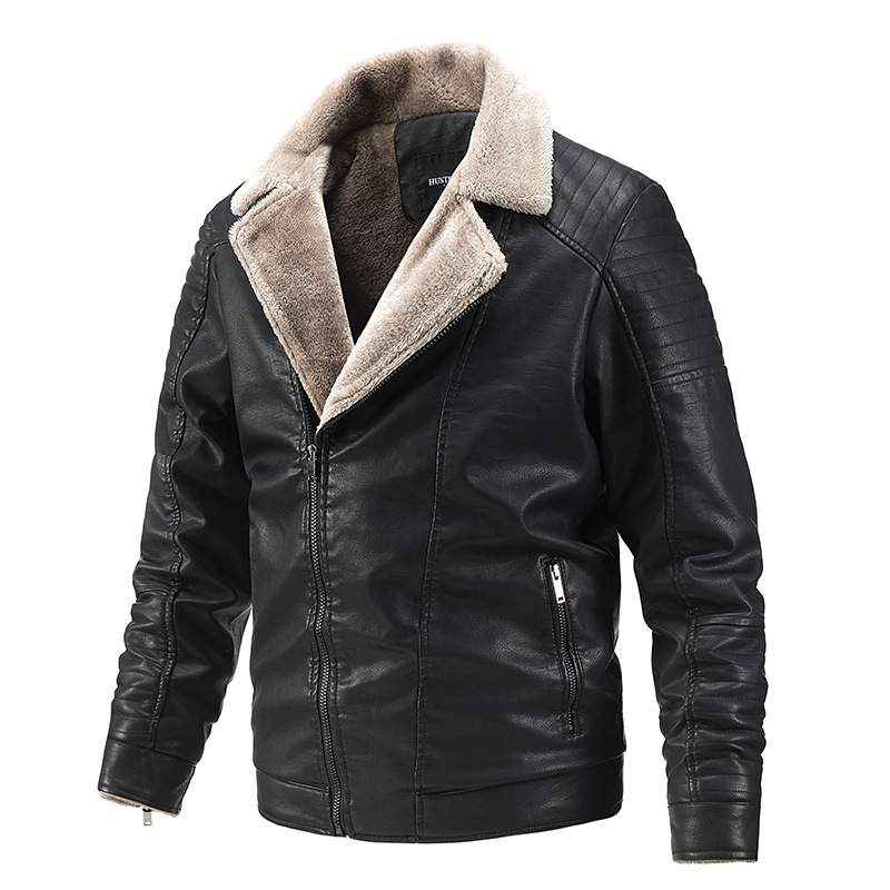 Men's Fur Leather Motorcycle Leather Casual PU