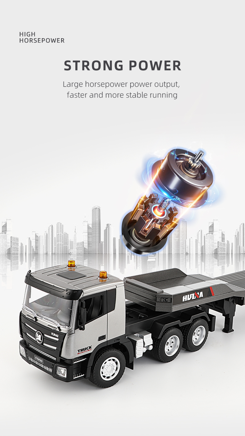 Huina 1318 1-24 Semi-alloy Remote Control Flatbed Trailer Toy 13