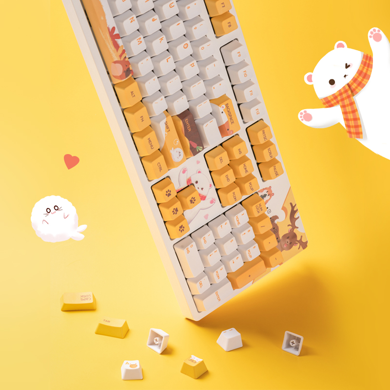 لوحة مفاتيح ميكانيكية سلكية سوداء اللون مزودة بغطاء مفتاح كرزي لكتابة ألعاب الرياضات الإلكترونية