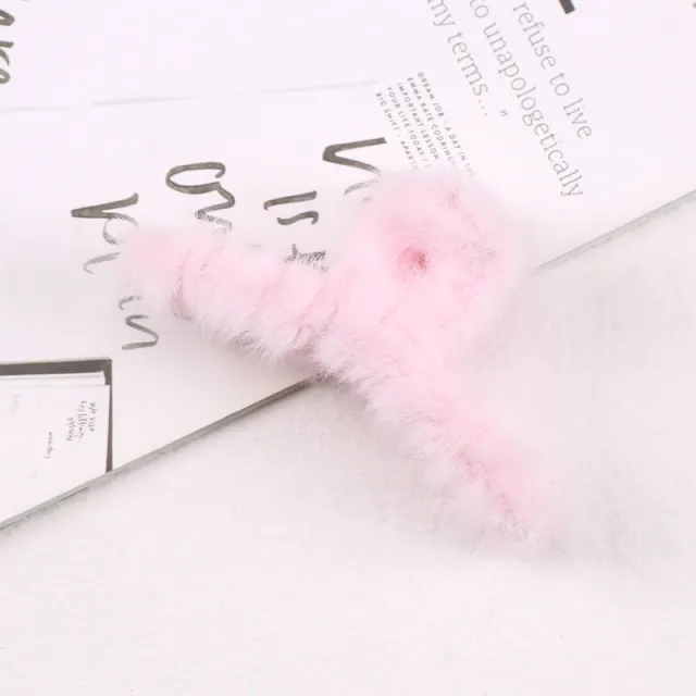 Simple Solid Color Plush Hairpin Women Korean Powder - Shop at LoveMi