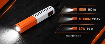 D89 դյուրակիր լապտեր՝ Type-C, SOS և ստրոբոսկոպային ռեժիմներով, 450 լմ, 18650 մարտկոցով