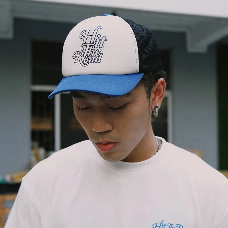 Blue and White Color Matching Retro Caps National Trend
