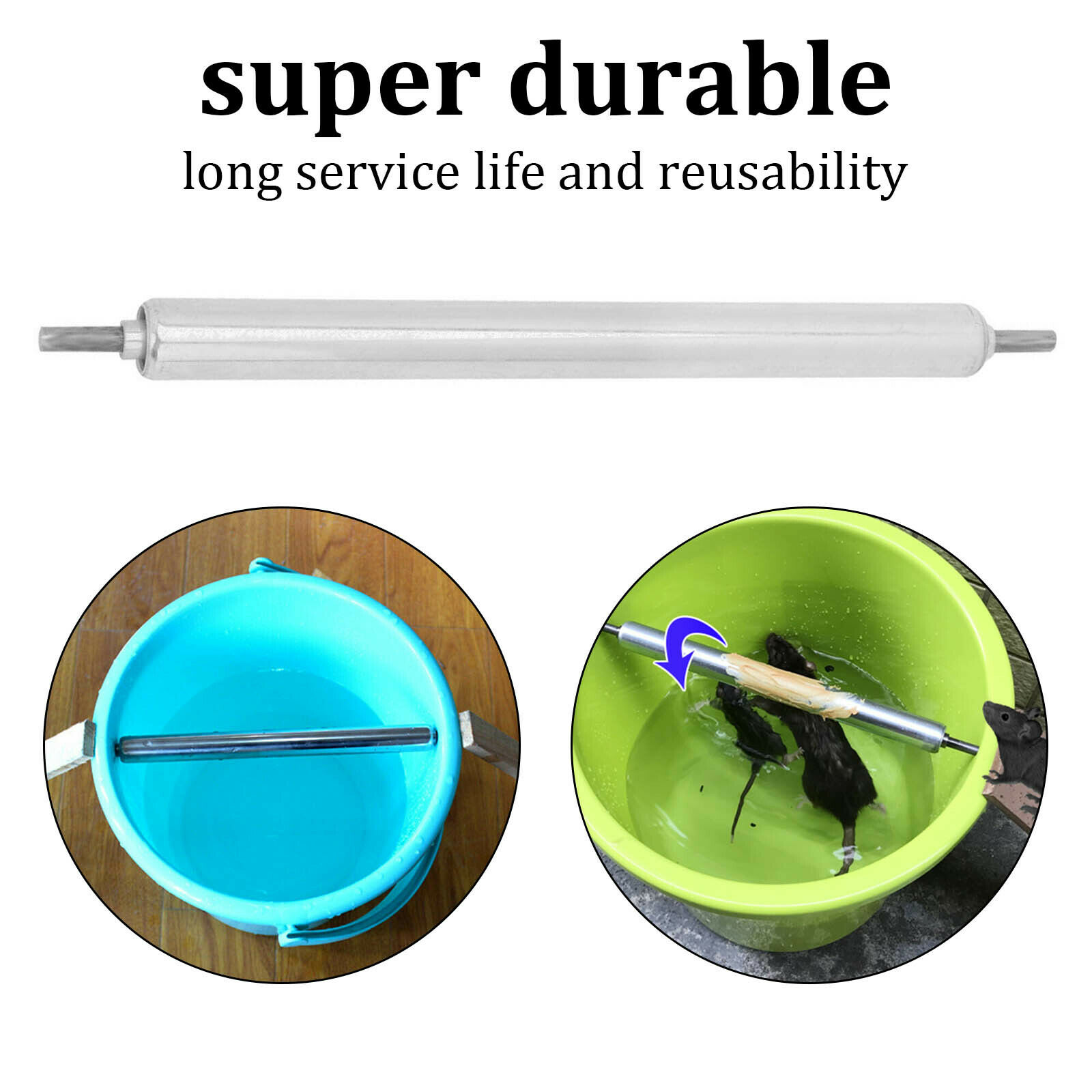 Metal Mice Rats Sticky-Mouse Killer Roll Trap Grasp Log Bucket Rolling Spinning 3