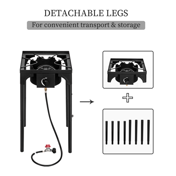 Outdoor Camp Stove High Pressure Propane Gas Cooker Portable Cast Iron Patio Cooking Burner Single Burner 75000-BTU — foto 11
