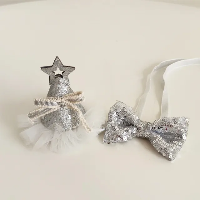 Pet Cat Birthday Gold And Silver Sequins Star Hat Bow Silver - Shop at LoveMi