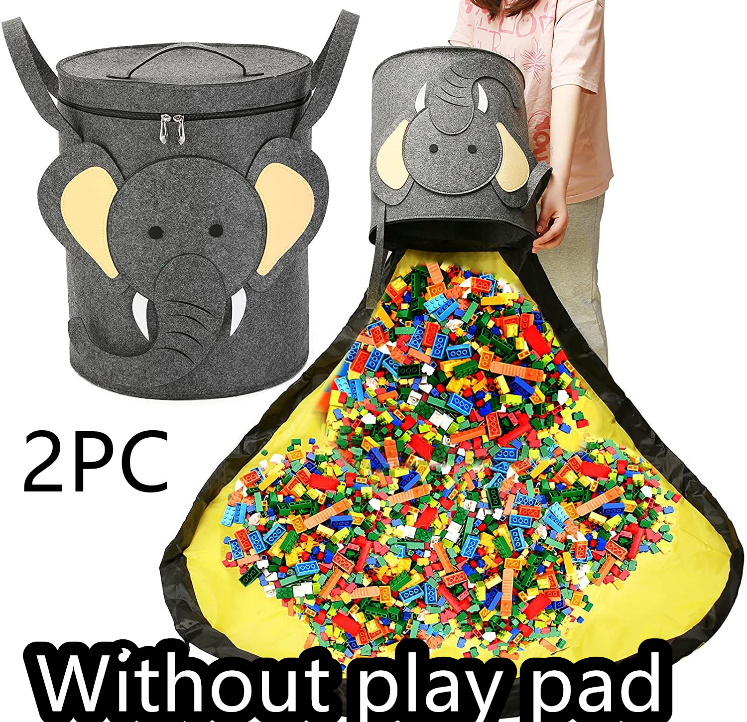 Felt Storage Bag Toy Play Mat 2 In 1 Pull Rope — foto 6