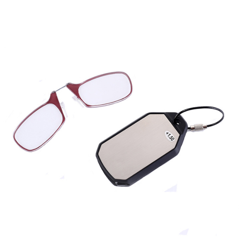 Title 5, Portable Mini Reading Glasses Keychain Clip Nose