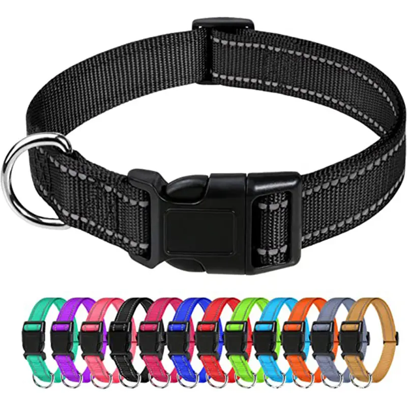 Basics Reflective Polyester Dog Collar, Adjustable Length