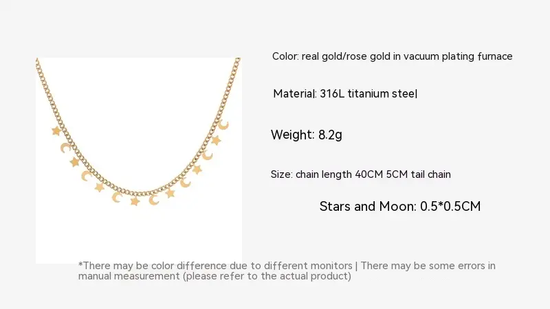 Personalized Star Moon Titanium Steel Necklace Collar Chain
