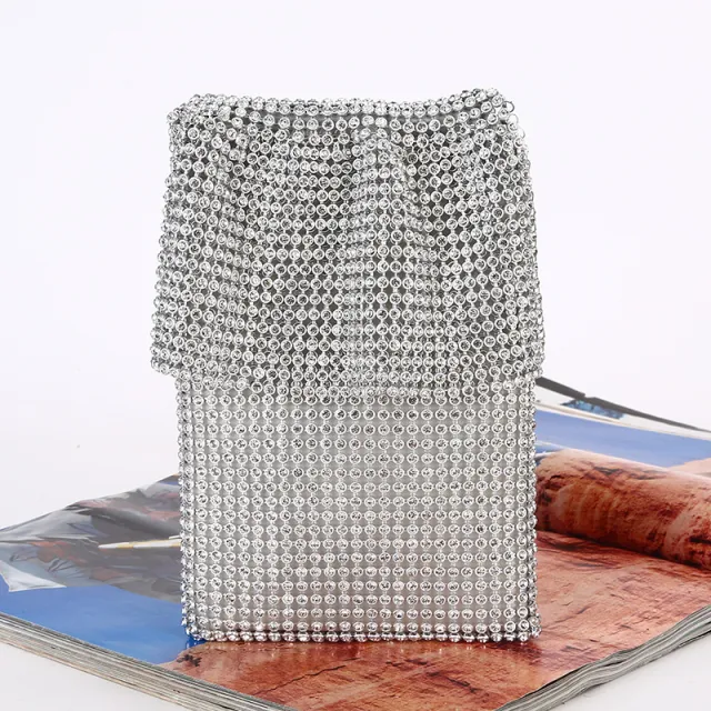 Creative Rhinestone Clutch Vertical Style Ladies Silver - Shop at LoveMi