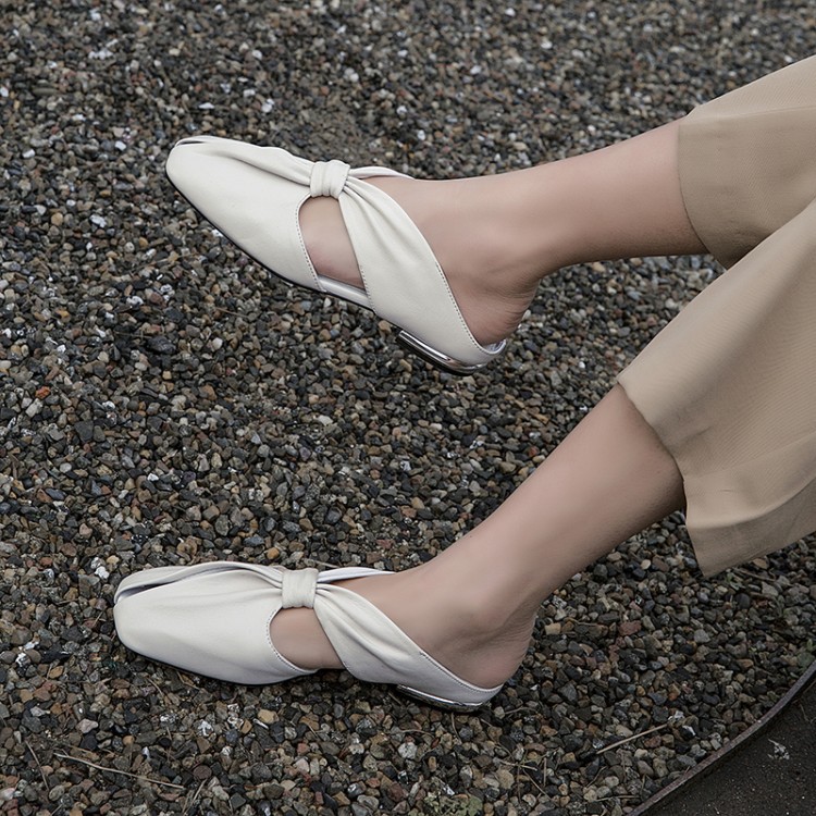 Offwhite Sheep Leather Toe Sandals And Slippers