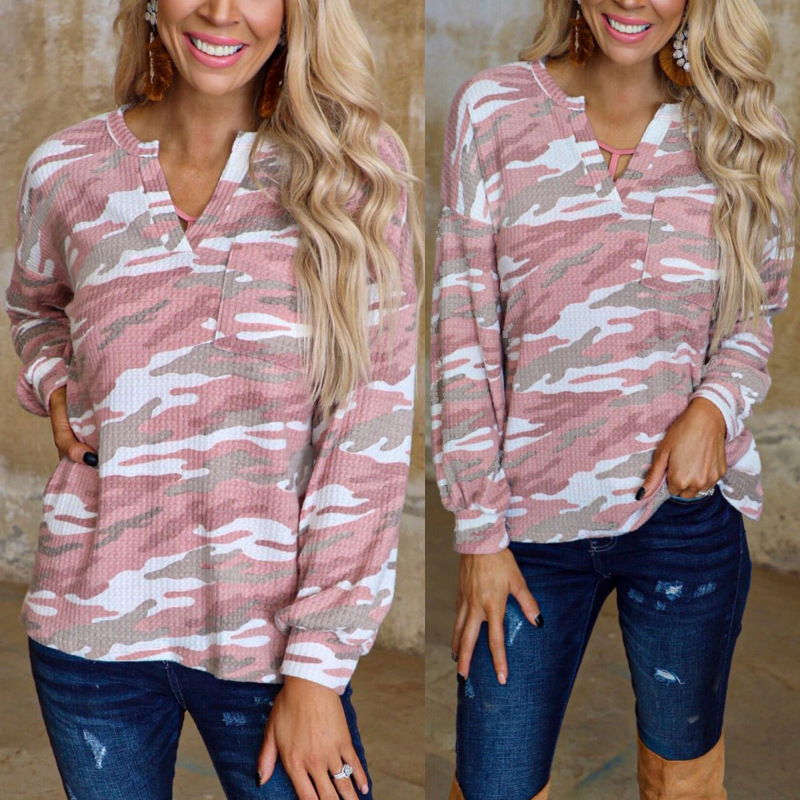 Title 3, Tie-Dye Printed Long-Sleeved V-Neck Pocket Casu...