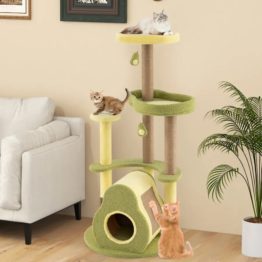 Freestanding Multi-level Avocado Cat Tower With Private