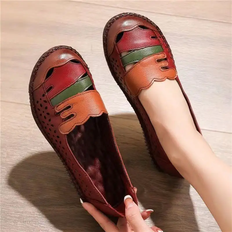 Modieuze Designer Holle Lederen Platte Schoenen