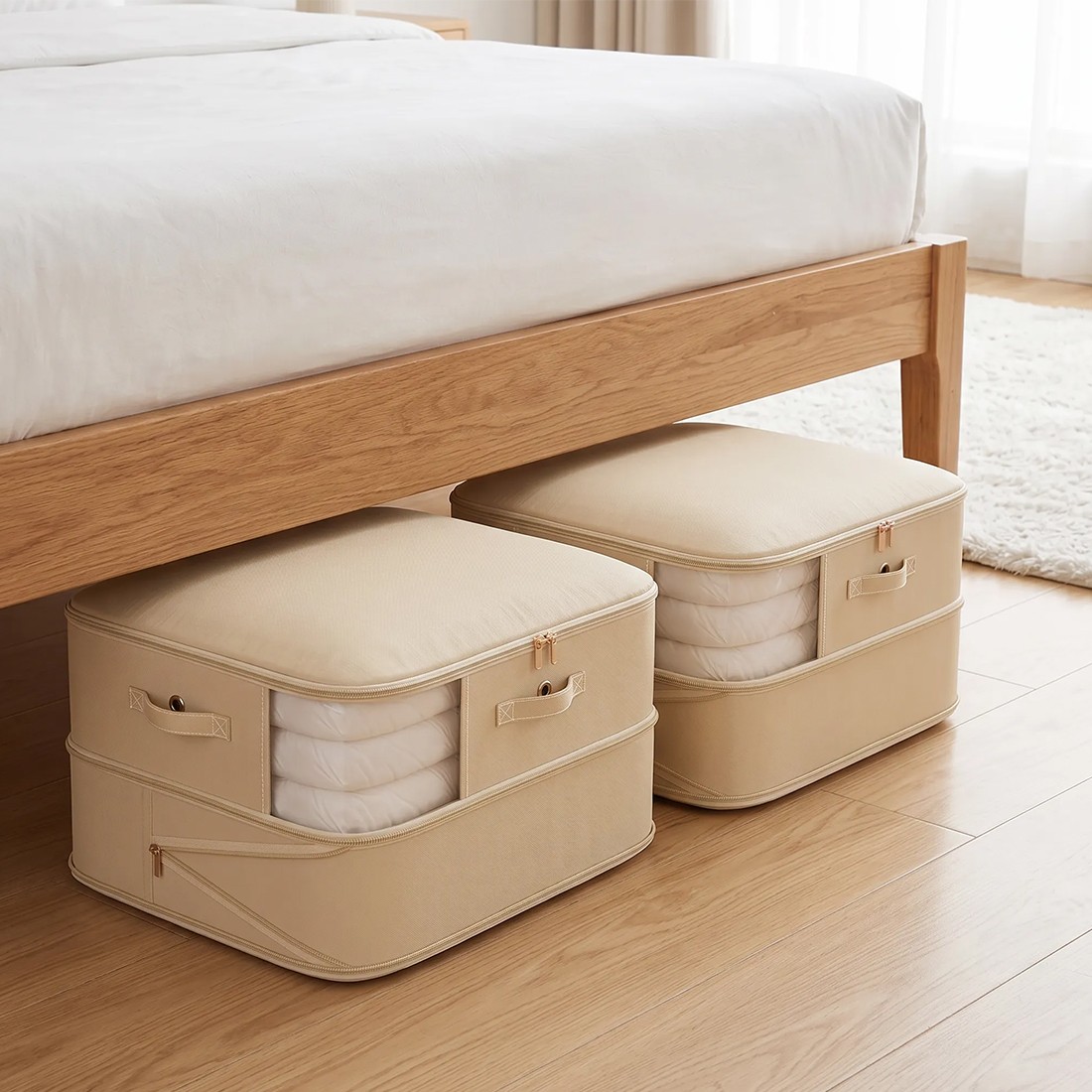4x Clothes Storage Bags With Zips Bedroom Large Collapsible Box Bedding — image 10