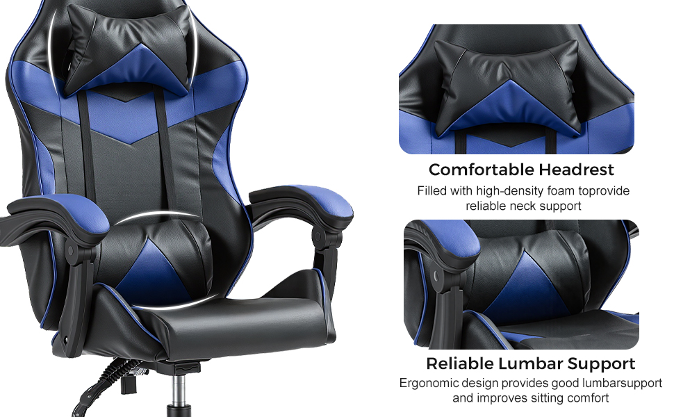 Gaming Reclining Swivel Chair For Adults,Ergonomic Racing PC With Lumbar Support — image 4