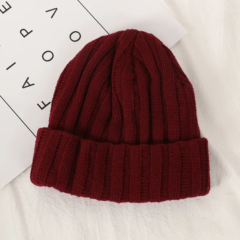 Fluorescent Solid Color European And American Autumn And Winter Wool Knitting - Burgundy