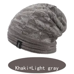 Two-colour Wool Warm Knitted Hat For Ear Protection In Autumn And Winter - Grey - View 1