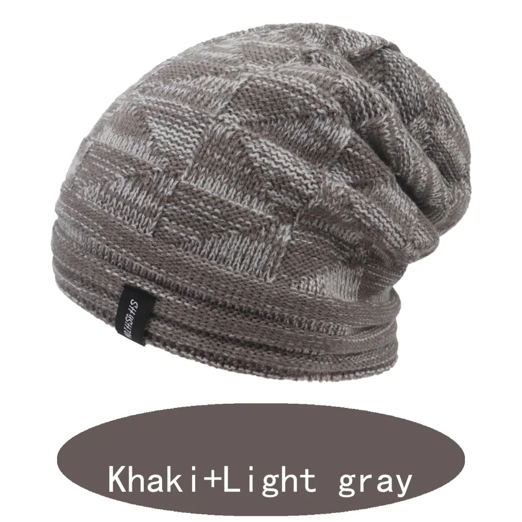 Two-color Wool Warm Knitted Hat For Ear Protection In Autumn And Winter - Grey