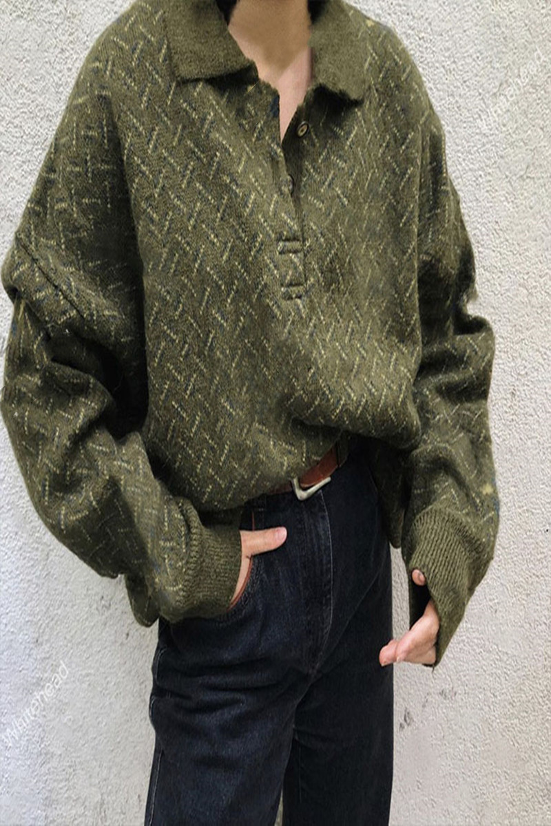 Title 4, Loose Trendy Ins Lapel Simple Sweater