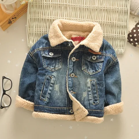 Children's Baby Thickened 4 Korean Style Fur Collar Jacket
