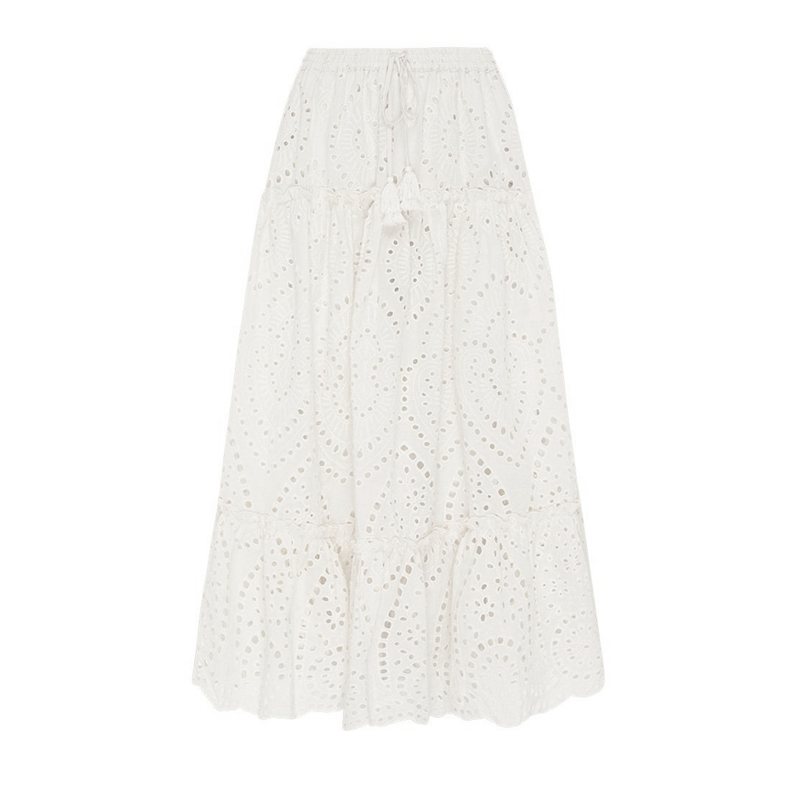 Heavy Industry Embroidery Western Style High Waist Skirt Elegant Swing