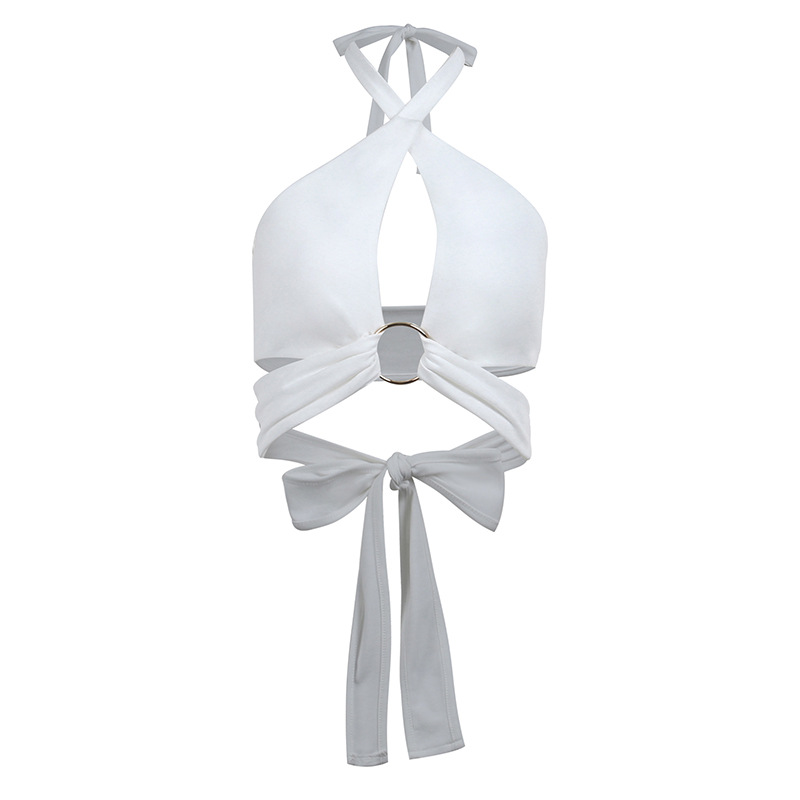 Solid Color Straps Irregular Wear Halter Vest Women