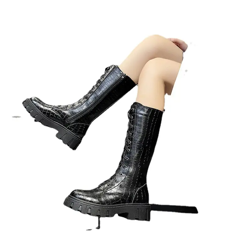 Autumn And Winter New Super Fire Fashion All-match Small Thick-soled Non-slip But Knee Knight Boots