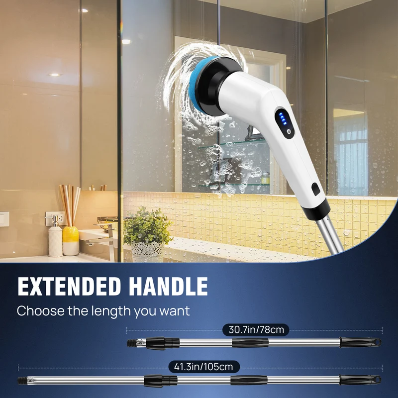 Electric Spin Scrubber,IPX7 Waterproof Bathroom Cleaning Brush With 2 Speed,9 — image 7