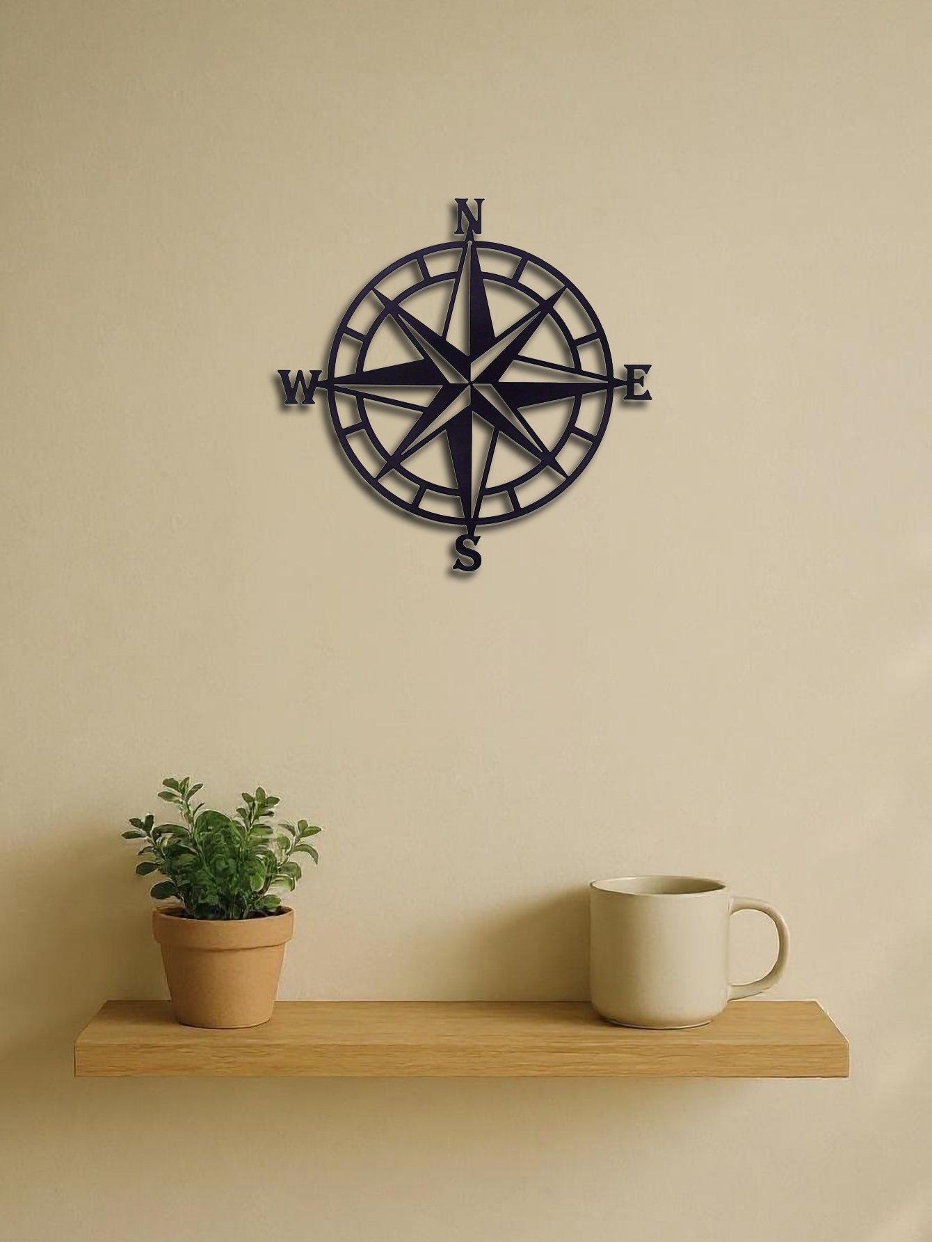 Nautical Compass Metal Wall Art – Ocean Theme Decor Sailor Gift Idea