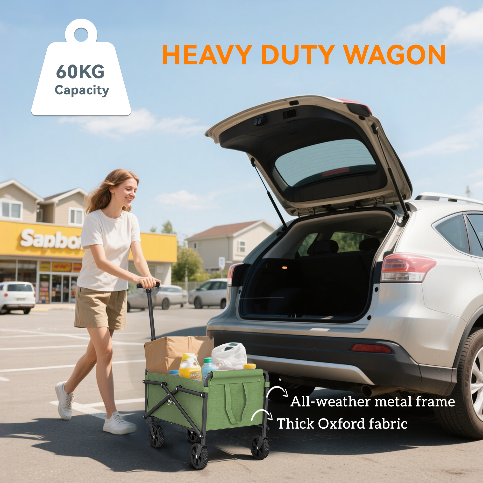 41 Liter Holiday Handcart With Wheels, Compact Garden Folding 60kg Heavy-duty — image 2
