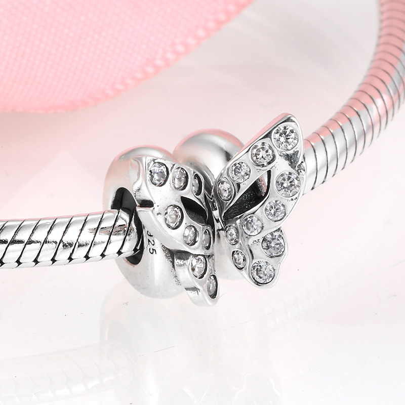 S925 Silver Plain Silver Spacer Beads Butterfly Winged