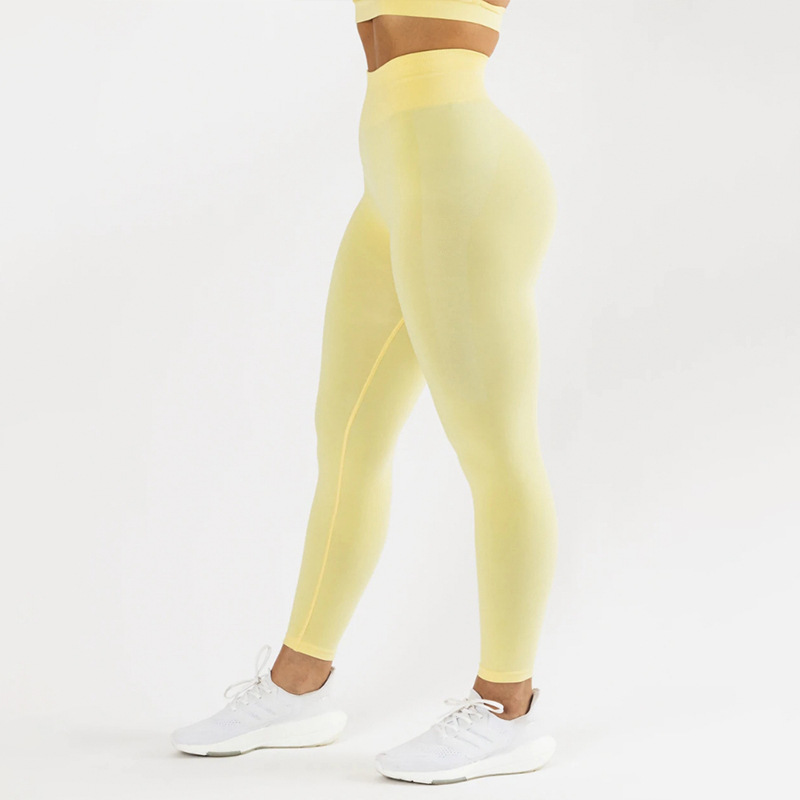 Fashionable New Tight High Waist Sports Pants For Women Yellow - Shop at LoveMi