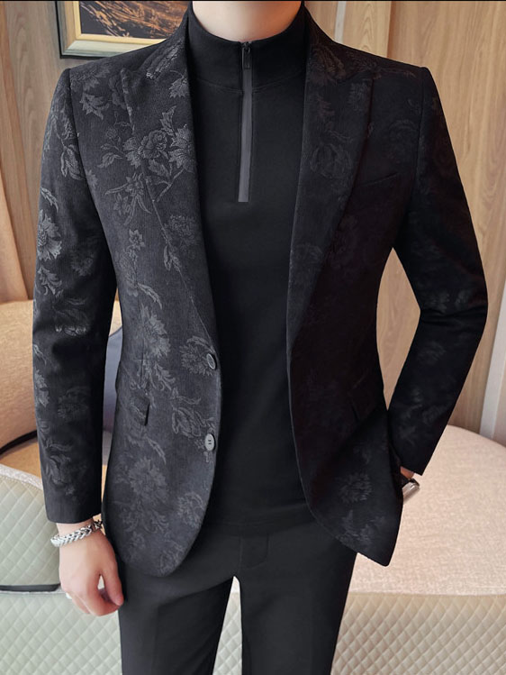 Men's Slim Fit Floral Print Casual Balzers