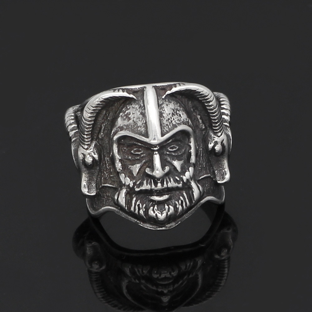 Title 1, Bague tête de mouton viking en acier inoxydable...