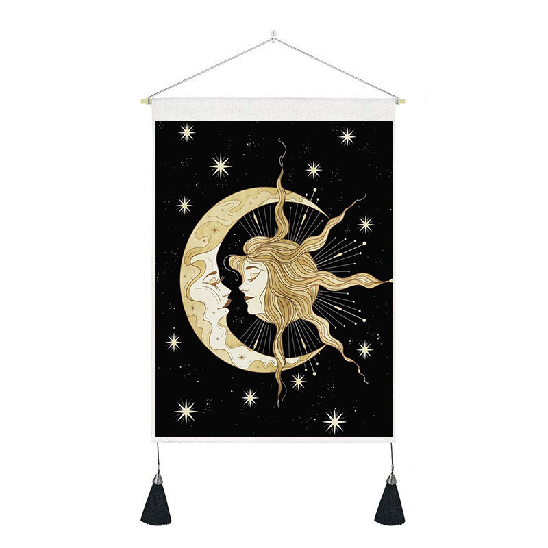 Tapestry Tassels Moon Mountain Linen Cotton Home Door Wall Hanging Bedroom Decor — image 10