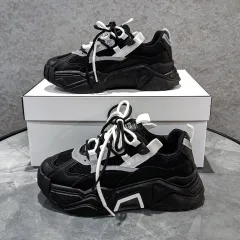 New Summer Casual Shoes Breathable Mesh Sneakers - Black - View 1