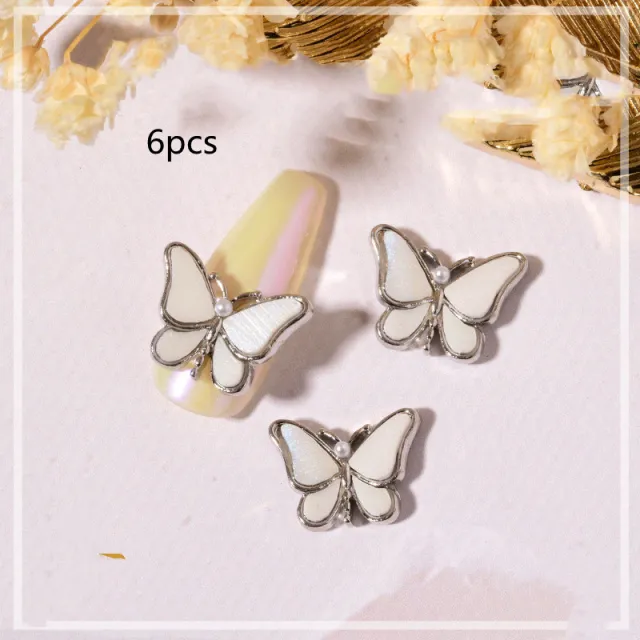 Nail Beauty Crystal Butterfly Transparent Golden Edge Metal Rhinestone Stereo Nails Shell Butterfly Diamond Decorations H2356Pcs - Shop at LoveMi