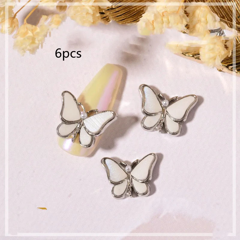 Nail Beauty Crystal Butterfly Transparent Golden Edge Metal Rhinestone Stereo Nails Shell Butterfly Diamond Decorations - H2356Pcs