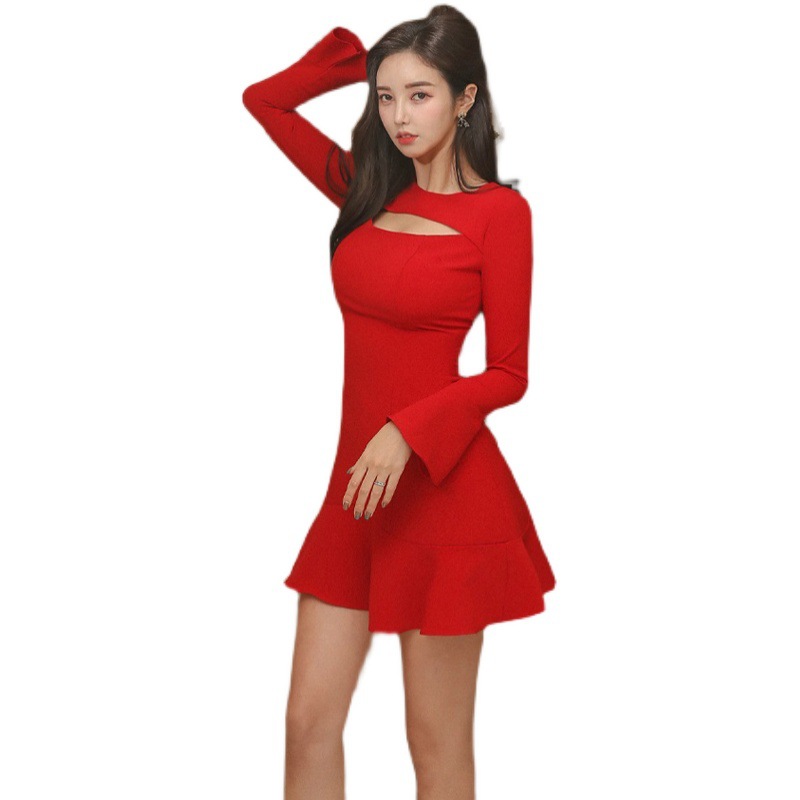 Cutout Flared-Sleeve Ruffle Dress, picture 3 of 8