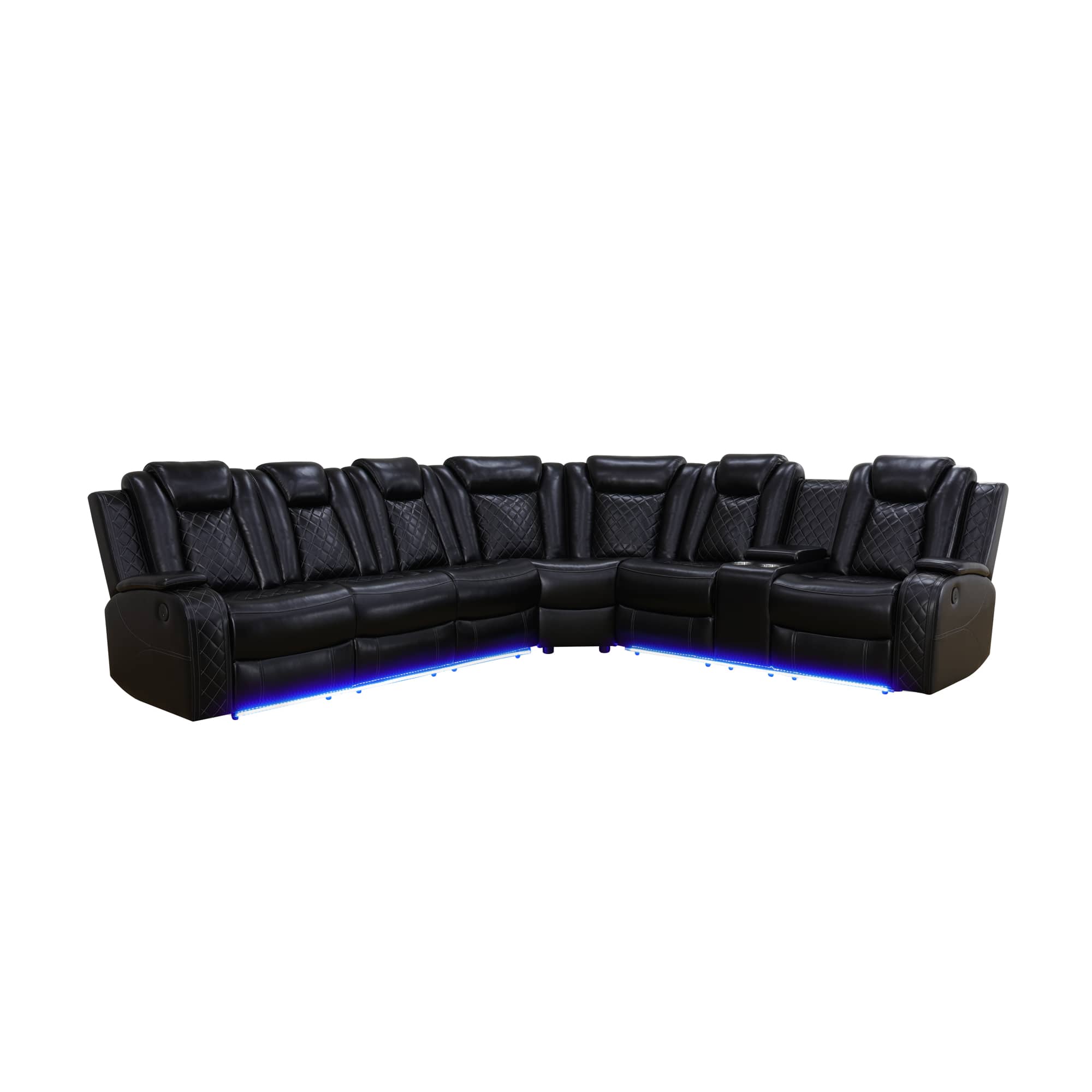 Black Breathing Leather 3-Piece Living Room Reclin