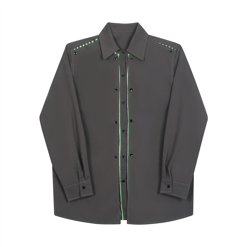 Men's And Women's Button Splicing Fake Two-piece Layered Jacket